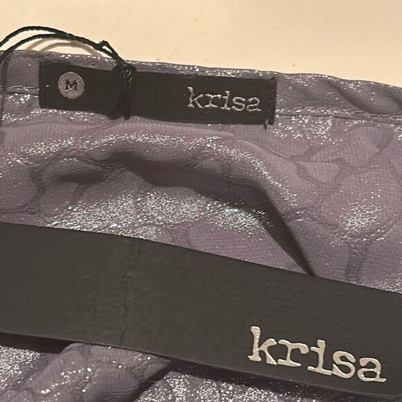 Krisa Women's M Long Sleeve Split Neck Popover Blouse Gray Metallic Animal Print - Picture 11 of 12